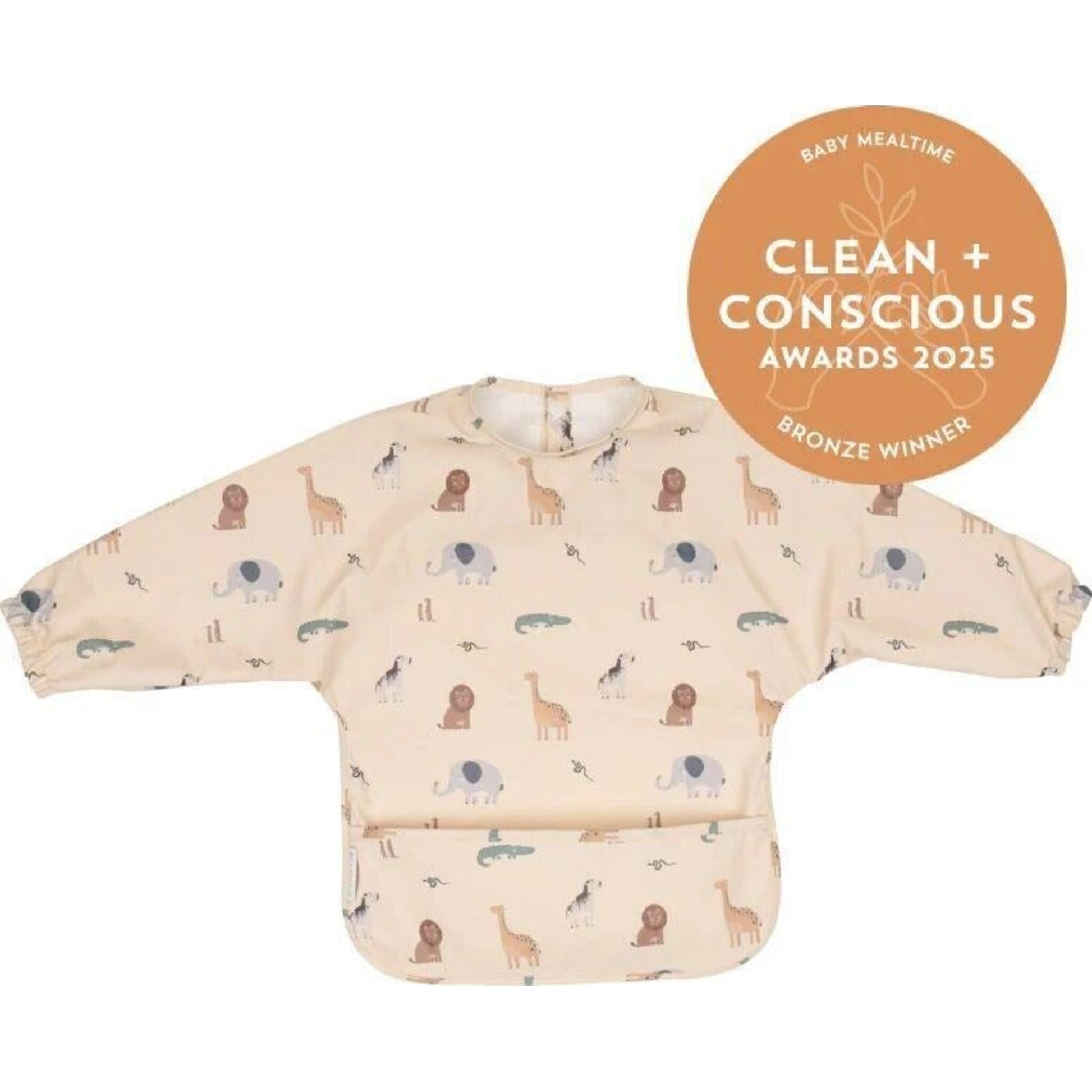 All4Ella Recycled Long Sleeve Bib Wild Animals | Aster & Ruby