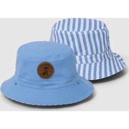 Crywolf REVERSIBLE BUCKET HAT Sky Blue Stripe | Aster & Ruby