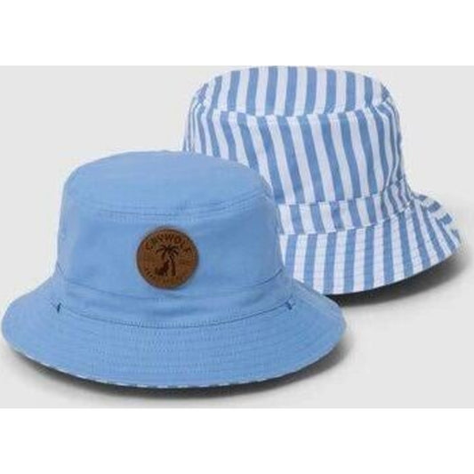 Crywolf REVERSIBLE BUCKET HAT Sky Blue Stripe | Aster & Ruby