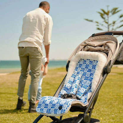 Reversible Cozy Fleece Pram Liner Coastline - Aster & Ruby