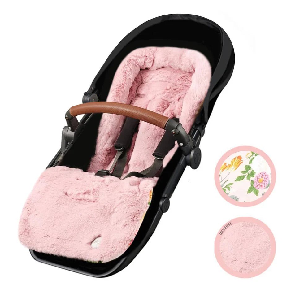 Reversible Cozy Fleece Pram Liner Garden Party - Aster & Ruby