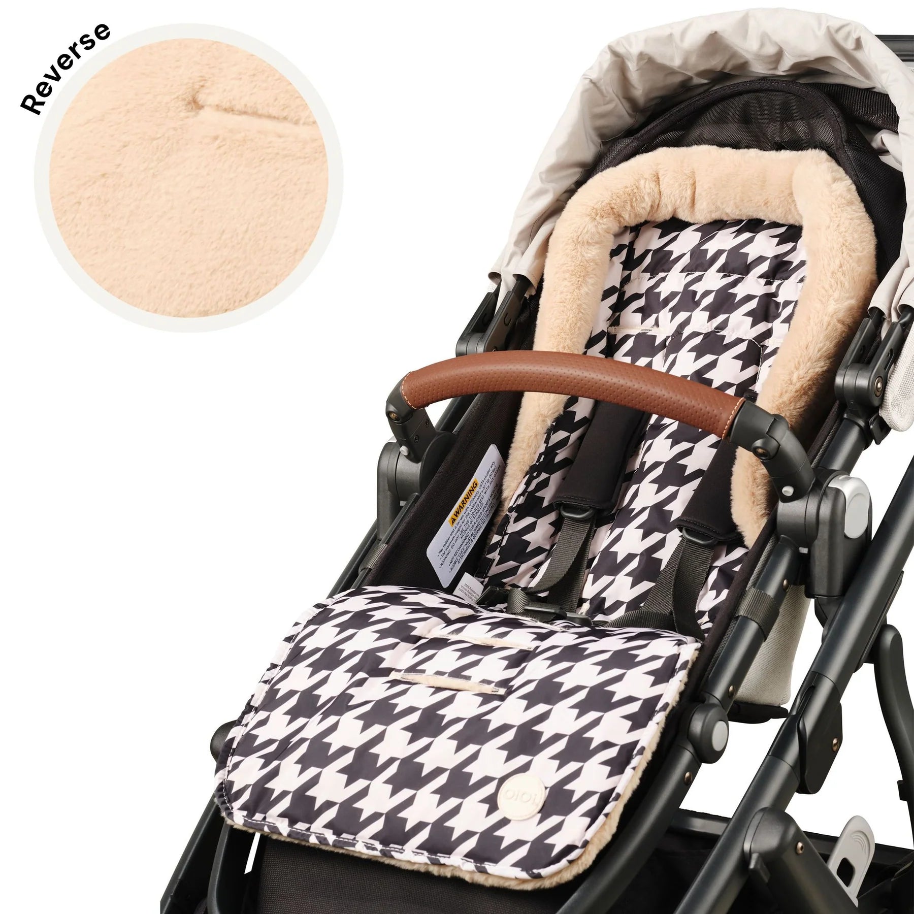 Reversible Cozy Fleece Pram Liner Houndstooth - Aster & Ruby