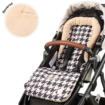 Reversible Cozy Fleece Pram Liner Houndstooth - Aster & Ruby