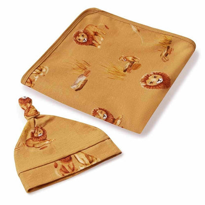 Roar Baby Jersey Wrap & Beanie Set - Aster & Ruby