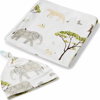 Snuggle Hunny Safari Organic Jersey Wrap & Beanie Set | Aster & Ruby