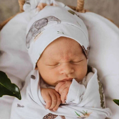 Snuggle Hunny Safari Organic Jersey Wrap & Beanie Set | Aster & Ruby