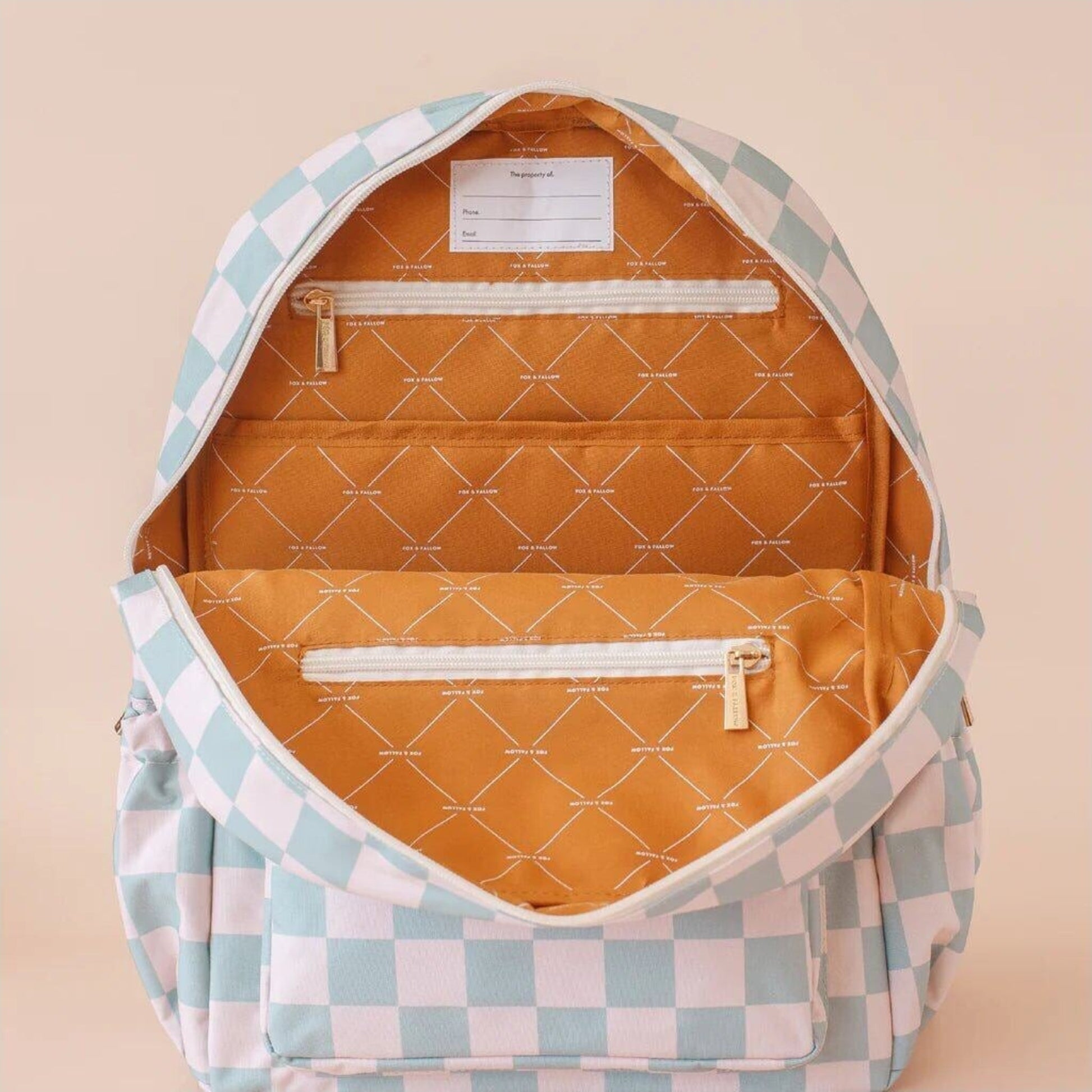 Fox & Fallow Sage Check Backpack | Aster & Ruby