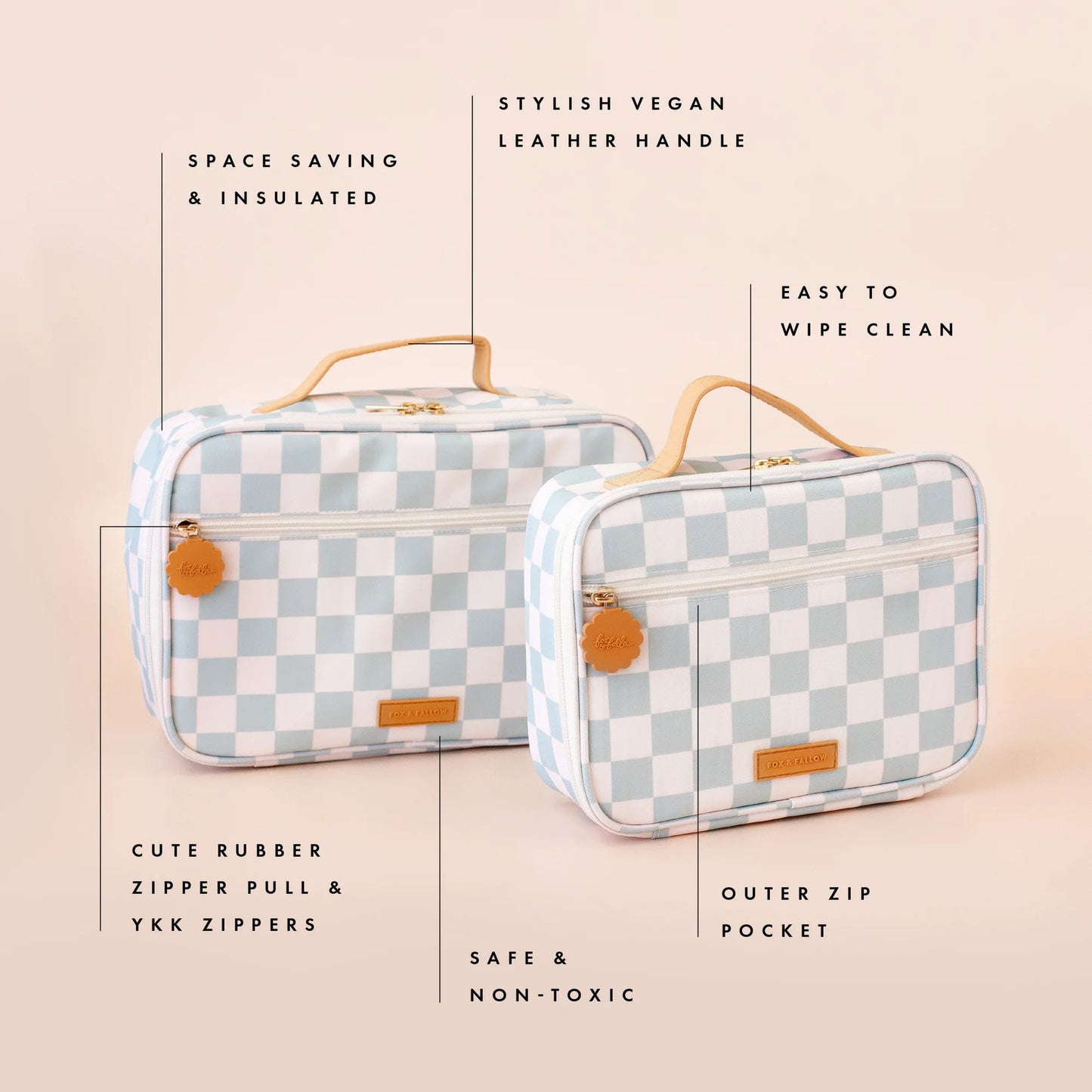 Sage Check Large Lunch Bag - Aster & Ruby