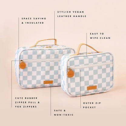 Sage Check Large Lunch Bag - Aster & Ruby