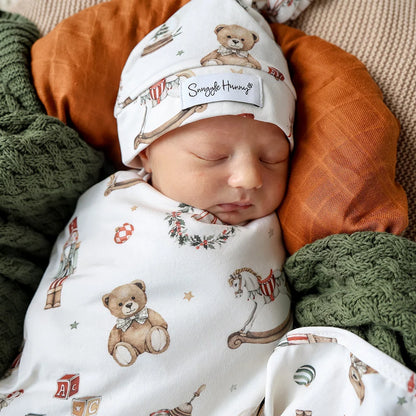 Santa's Toy Shop Organic Jersey Wrap & Beanie Set