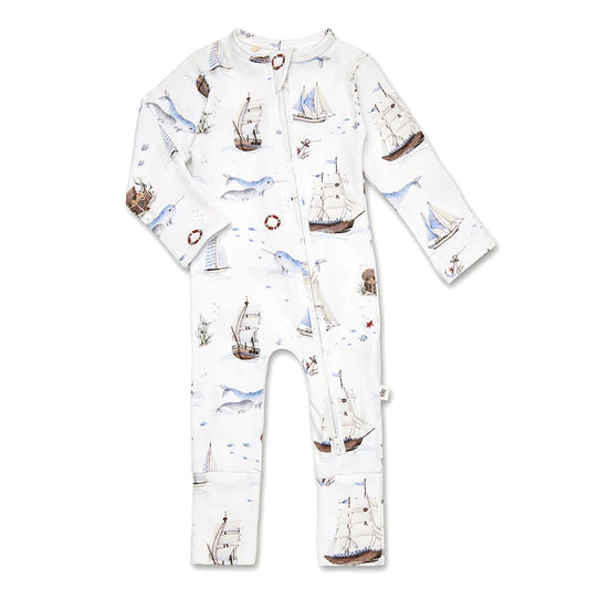 Set Sail Organic Snugglesuit Convertible Romper