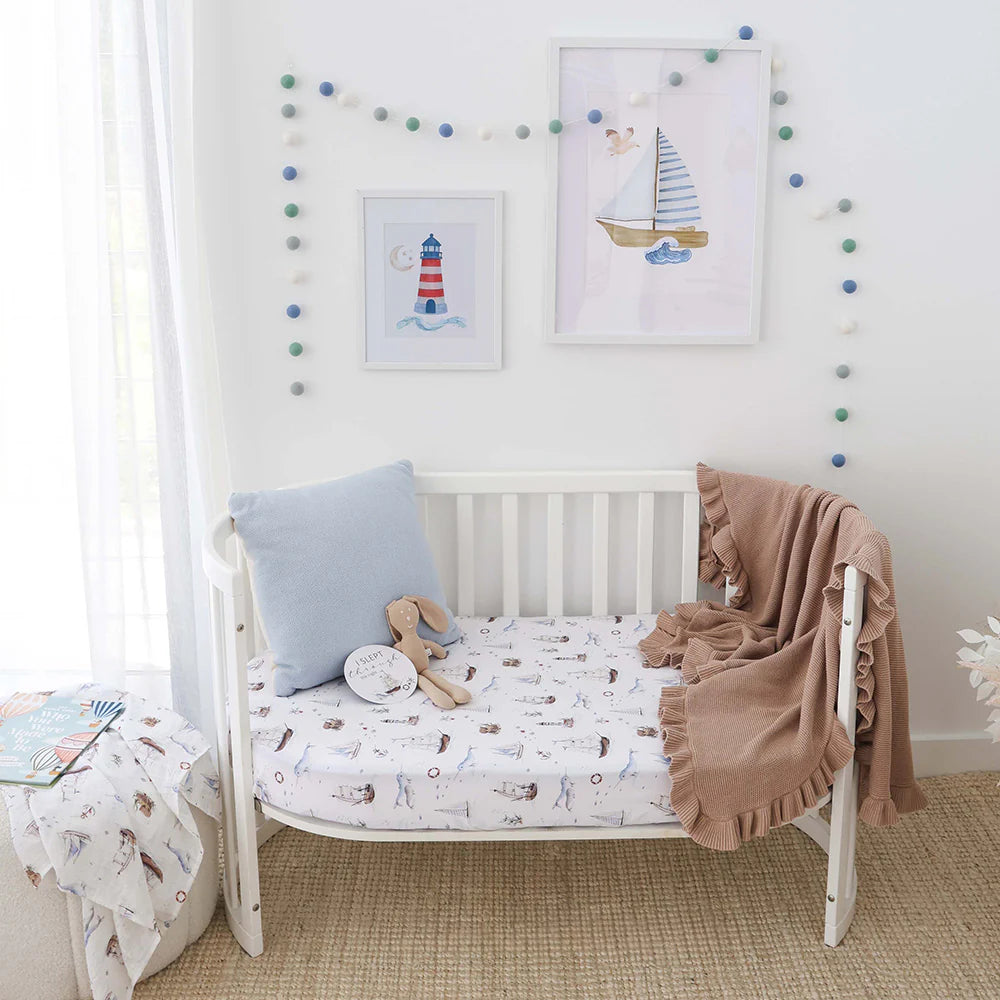 Set Sail Organic Fitted Cot Sheet