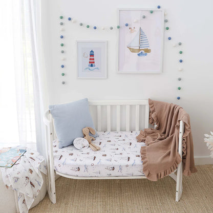 Set Sail Organic Fitted Cot Sheet