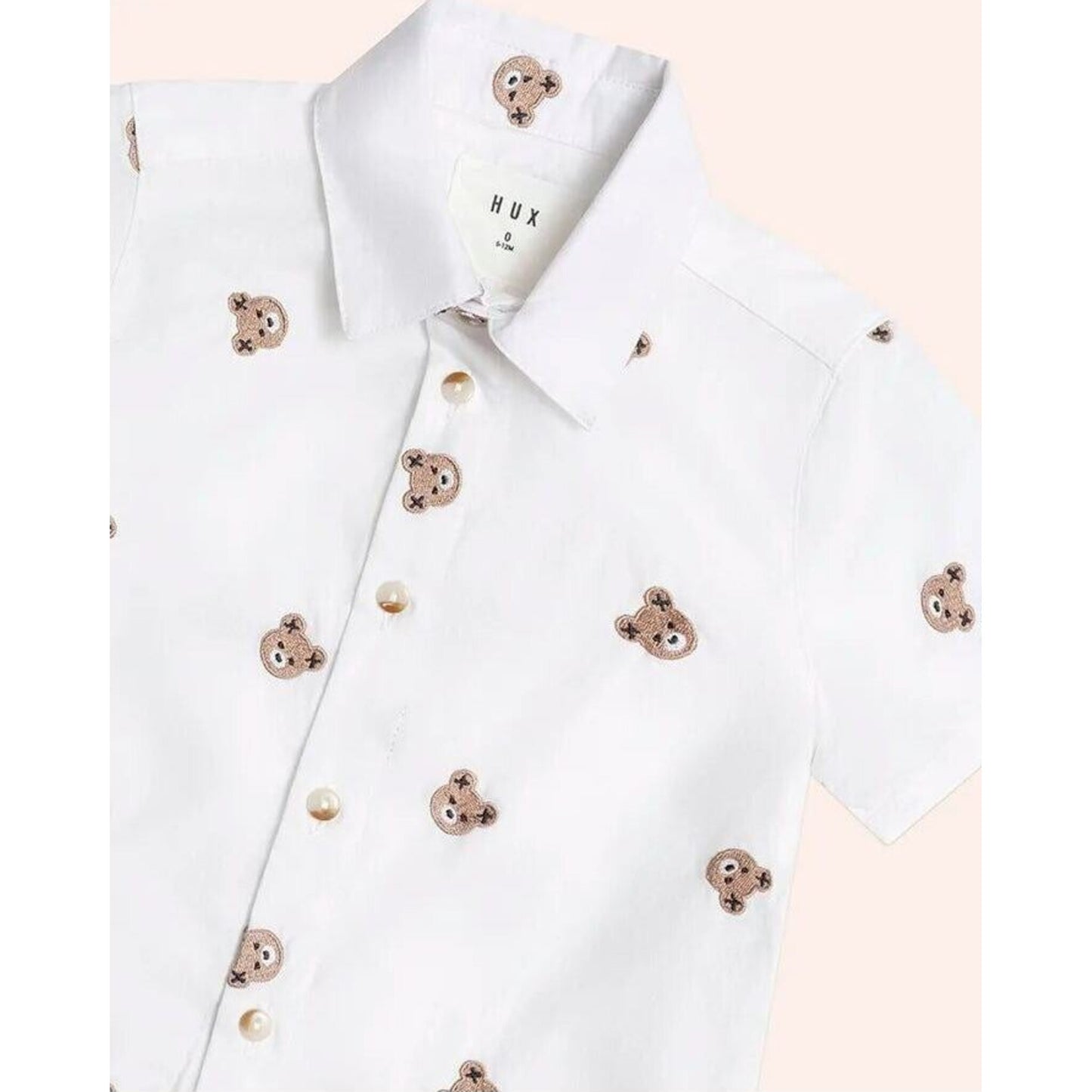 Huxbaby Shortsleeve Huxbear Button Up Crisp White | Aster & Ruby