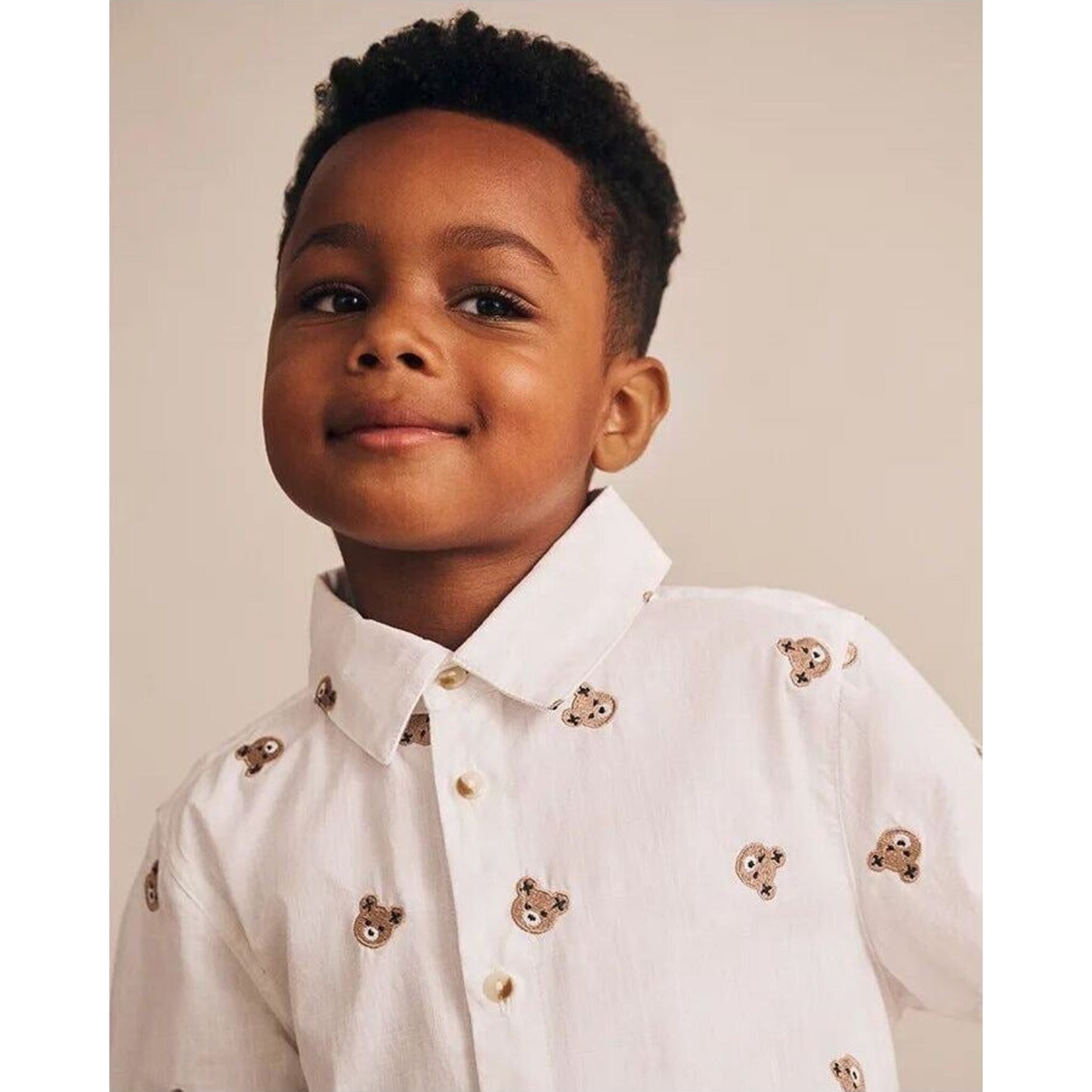 Huxbaby Shortsleeve Huxbear Button Up Crisp White | Aster & Ruby