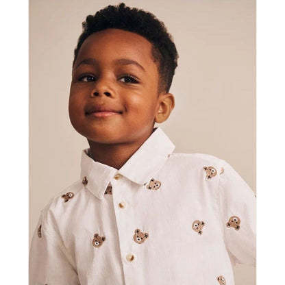 Huxbaby Shortsleeve Huxbear Button Up Crisp White | Aster & Ruby