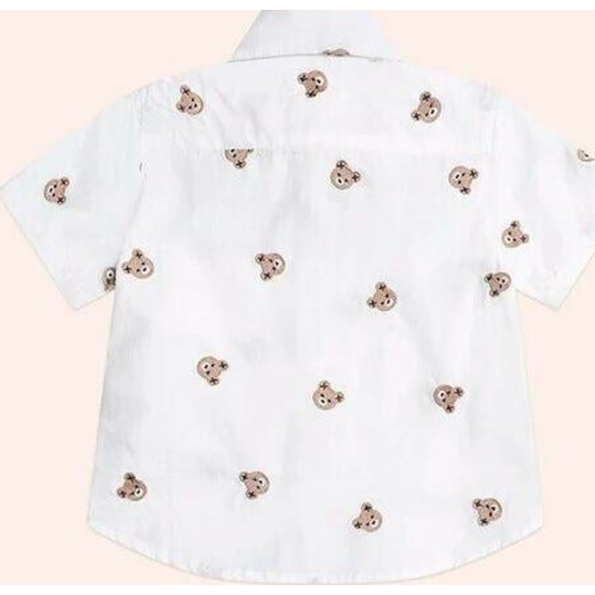 Huxbaby Shortsleeve Huxbear Button Up Crisp White | Aster & Ruby