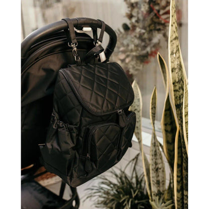OiOi Signature Nappy Backpack Black Diamond Quilt | Aster & Ruby