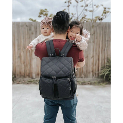 OiOi Signature Nappy Backpack Black Diamond Quilt | Aster & Ruby