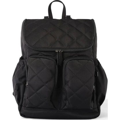 OiOi Signature Nappy Backpack Black Diamond Quilt | Aster & Ruby