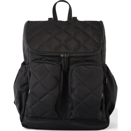 OiOi Signature Nappy Backpack Black Diamond Quilt | Aster & Ruby