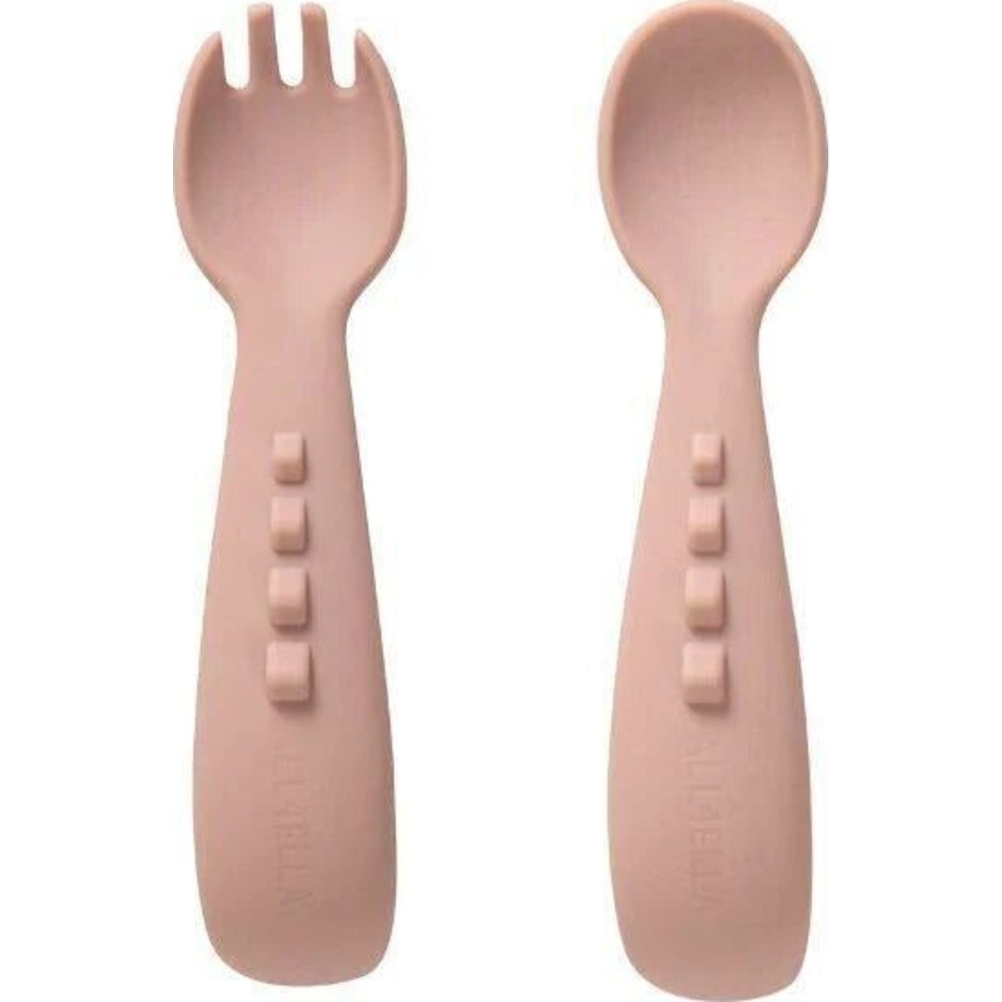 All4Ella Silicone Comfy Grip Cutlery Spoon + Fork Set - Dusty Pink | Aster & Ruby