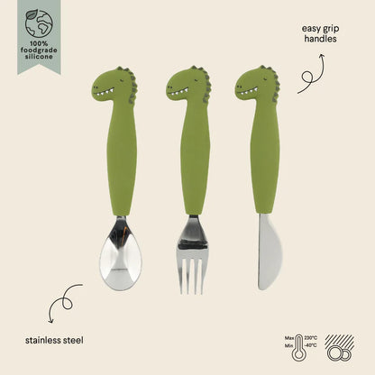 Silicone Cutlery Set 3pk - Mr. Dino