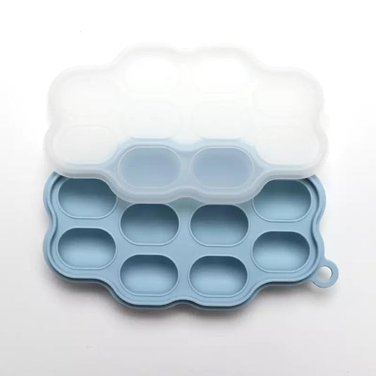 Silicone Feeder Frozen Food Tray 10 Compartments (Blue)