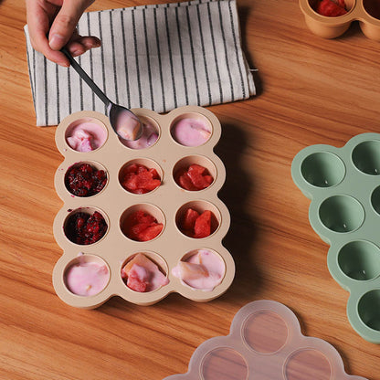 Silicone Feeder Frozen Food Tray - 12 Compartments 30ml (Cream)