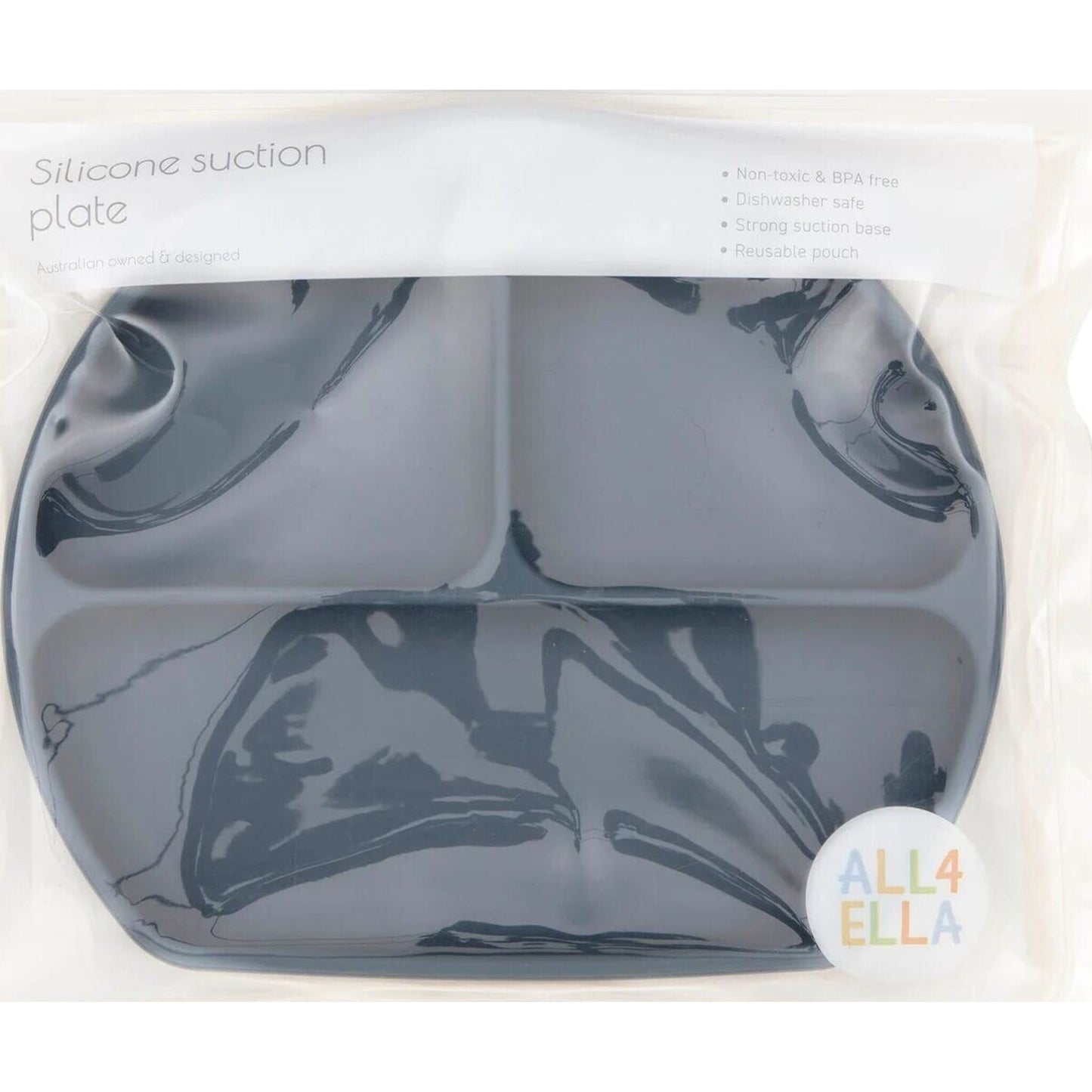 All4Ella Silicone Suction Plate Slate Blue | Aster & Ruby