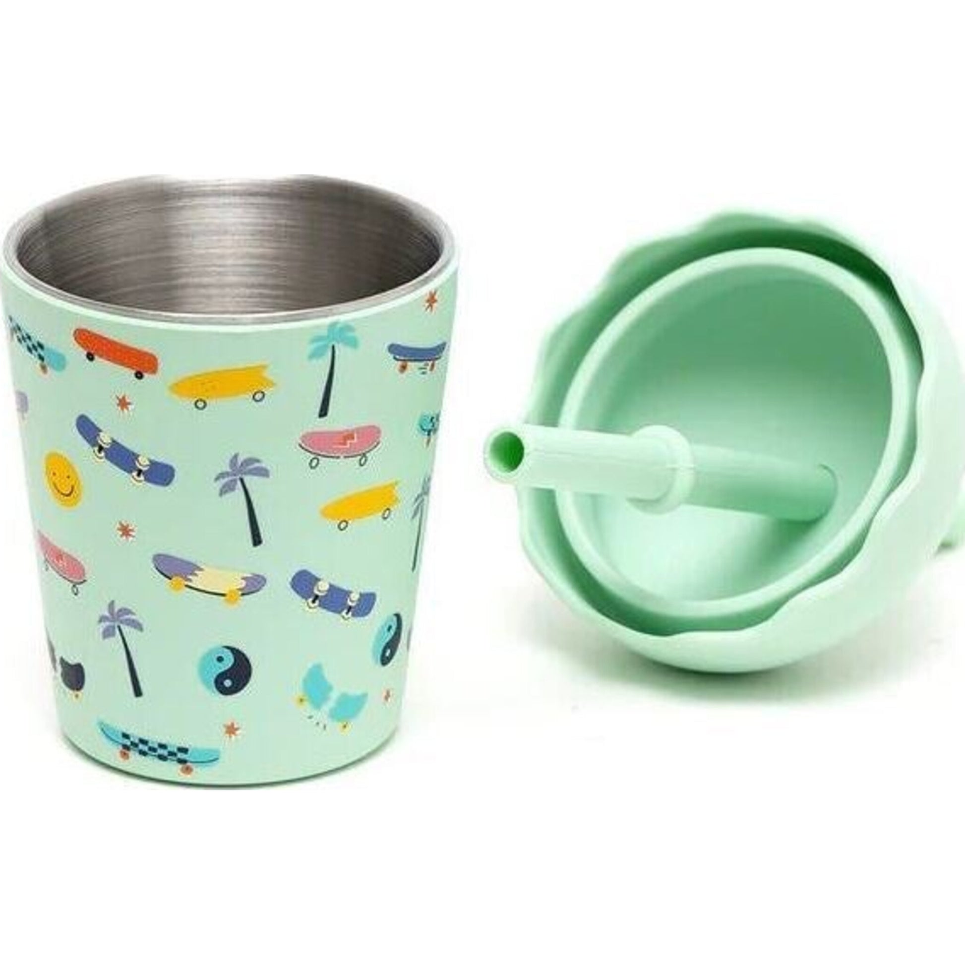 Chino Club Skate Aqua Mini Smoothie Cup & Straw 200ml | Aster & Ruby