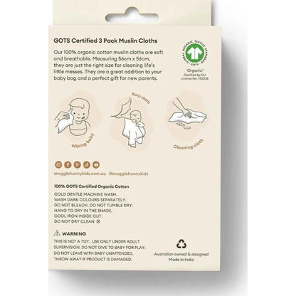 Snuggle Hunny Small Organic Muslin Cloths 3pk - Milk/Cherry Blossom/Fairytale | Aster & Ruby