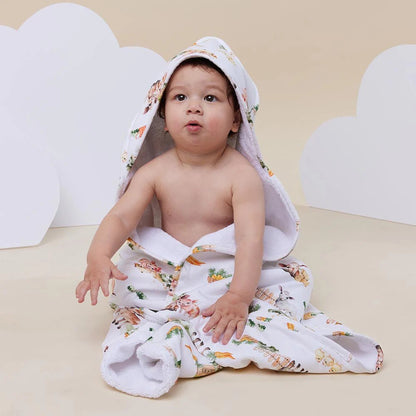 Snuggle Hunny Farm Organic Hooded Baby Towel-Aster & Ruby