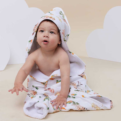 Snuggle Hunny Farm Organic Hooded Baby Towel-Aster & Ruby