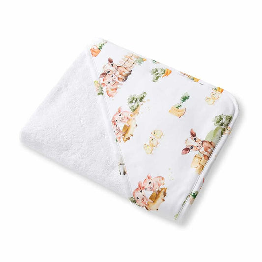 Snuggle Hunny Farm Organic Hooded Baby Towel-Aster & Ruby
