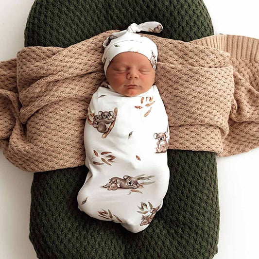 Snuggle Hunny Koala Organic Snuggle Swaddle & Beanie Set - Aster & Ruby
