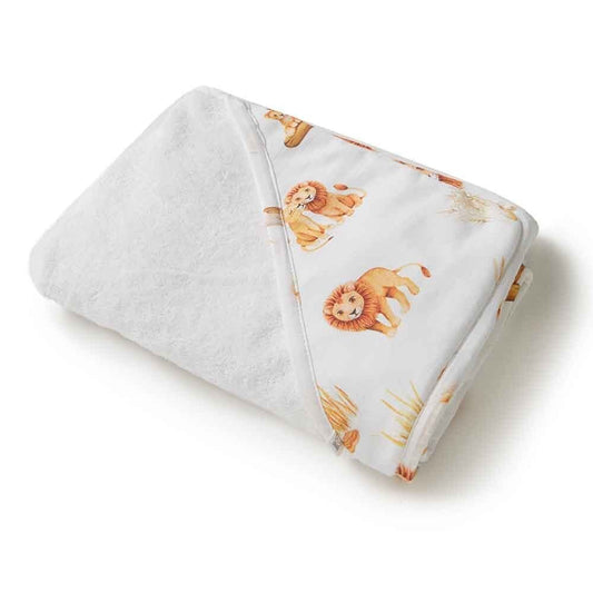 Snuggle Hunny Lion Organic Hooded Baby Towel-Aster & Ruby