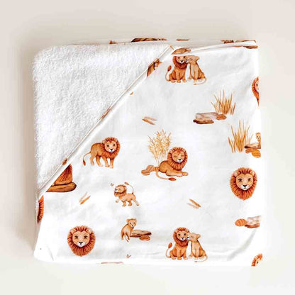 Snuggle Hunny Lion Organic Hooded Baby Towel-Aster & Ruby