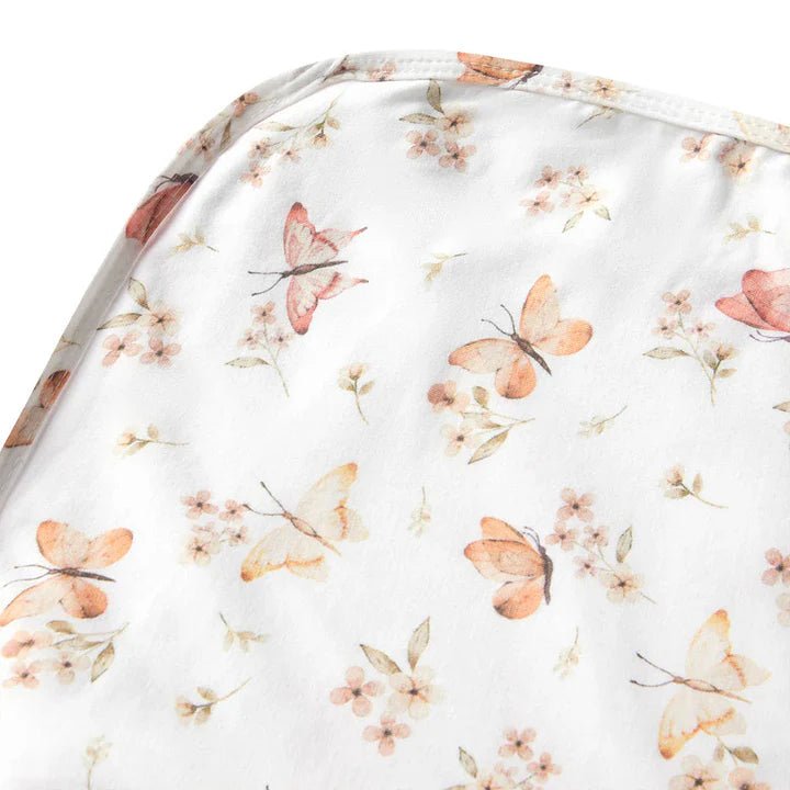 Snuggle Hunny Organic Cotton Baby Wrap & Topknot Set - Butterfly - Aster & Ruby