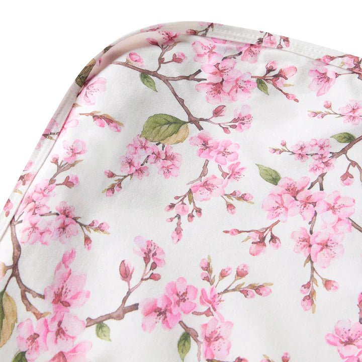 Snuggle Hunny Organic Cotton Baby Wrap & Topknot Set - Cherry Blossom - Aster & Ruby