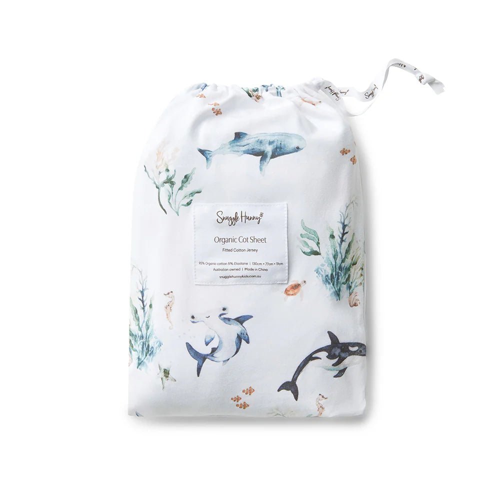 Snuggle Hunny Kids Snuggle Hunny Organic Fitted Cot Sheet - Ocean | Aster & Ruby