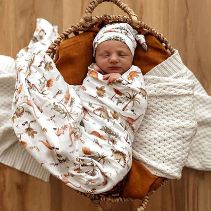 Snuggle Hunny Organic Muslin Wrap - Dino - Aster & Ruby