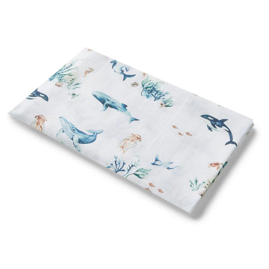 Snuggle Hunny Organic Muslin Wrap - Ocean - Aster & Ruby