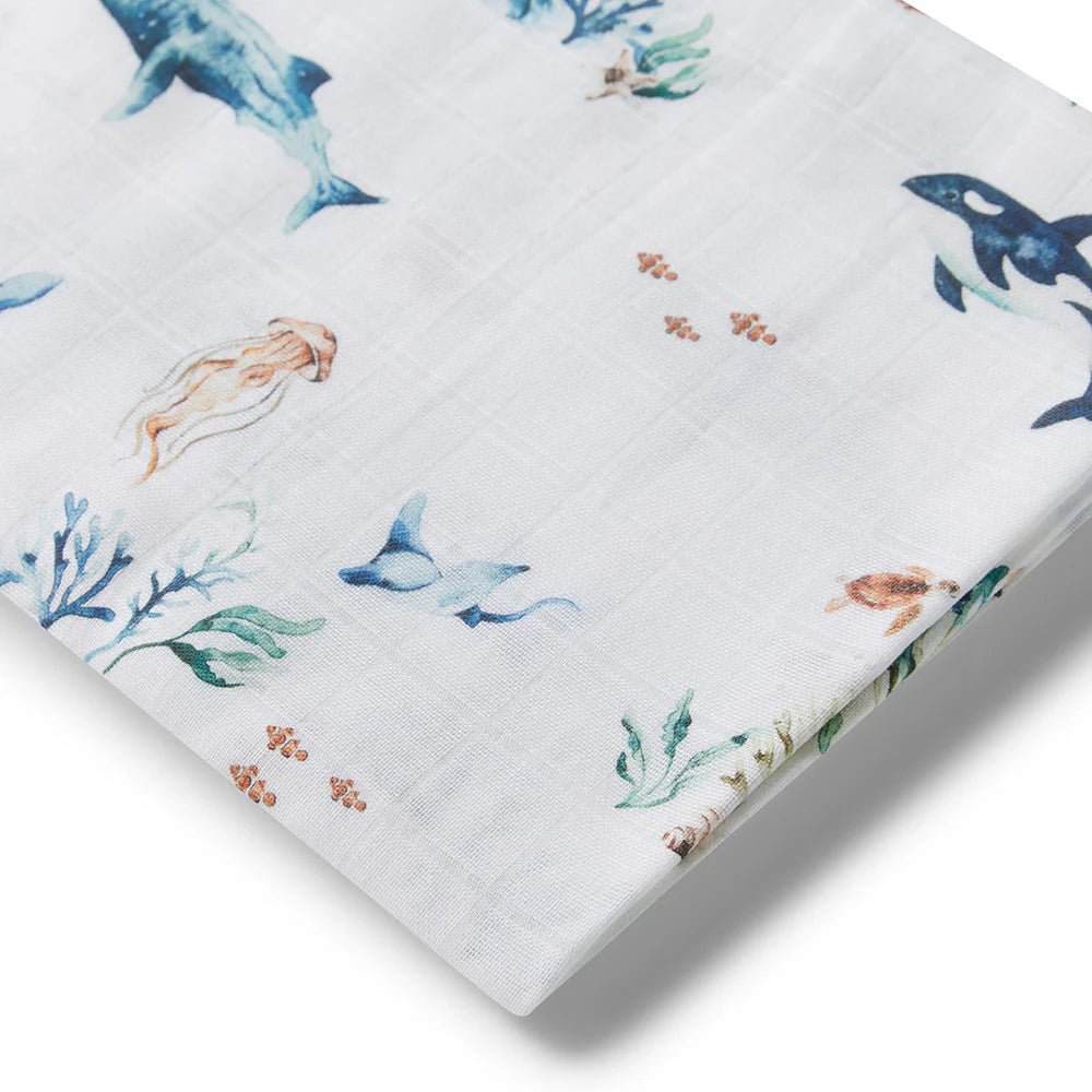 Snuggle Hunny Organic Muslin Wrap - Ocean - Aster & Ruby