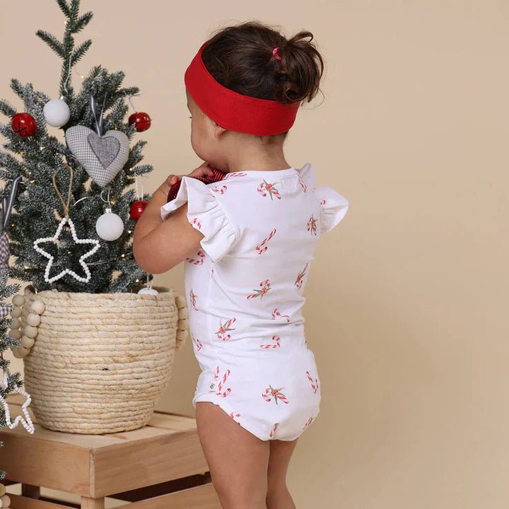 Snuggle Hunny SS Bodysuit w/ Frill - Candy Cane - Aster & Ruby