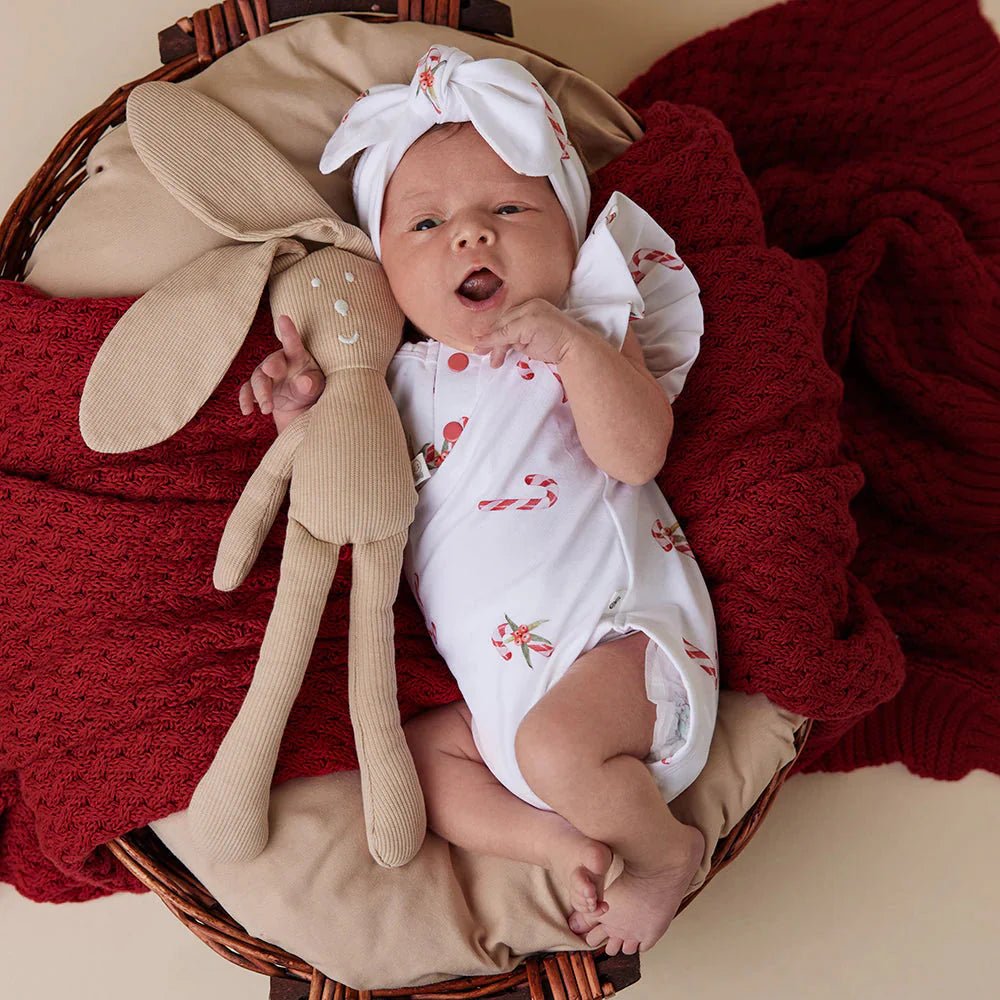 Snuggle Hunny SS Bodysuit w/ Frill - Candy Cane - Aster & Ruby