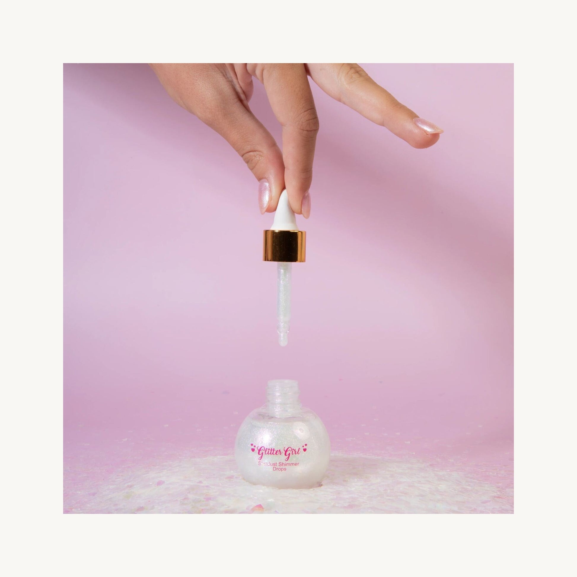 Stardust Shimmer Drops – Pink-Pearl Glow for Face & Body – children's product by Glitter Girl | Aster & Ruby