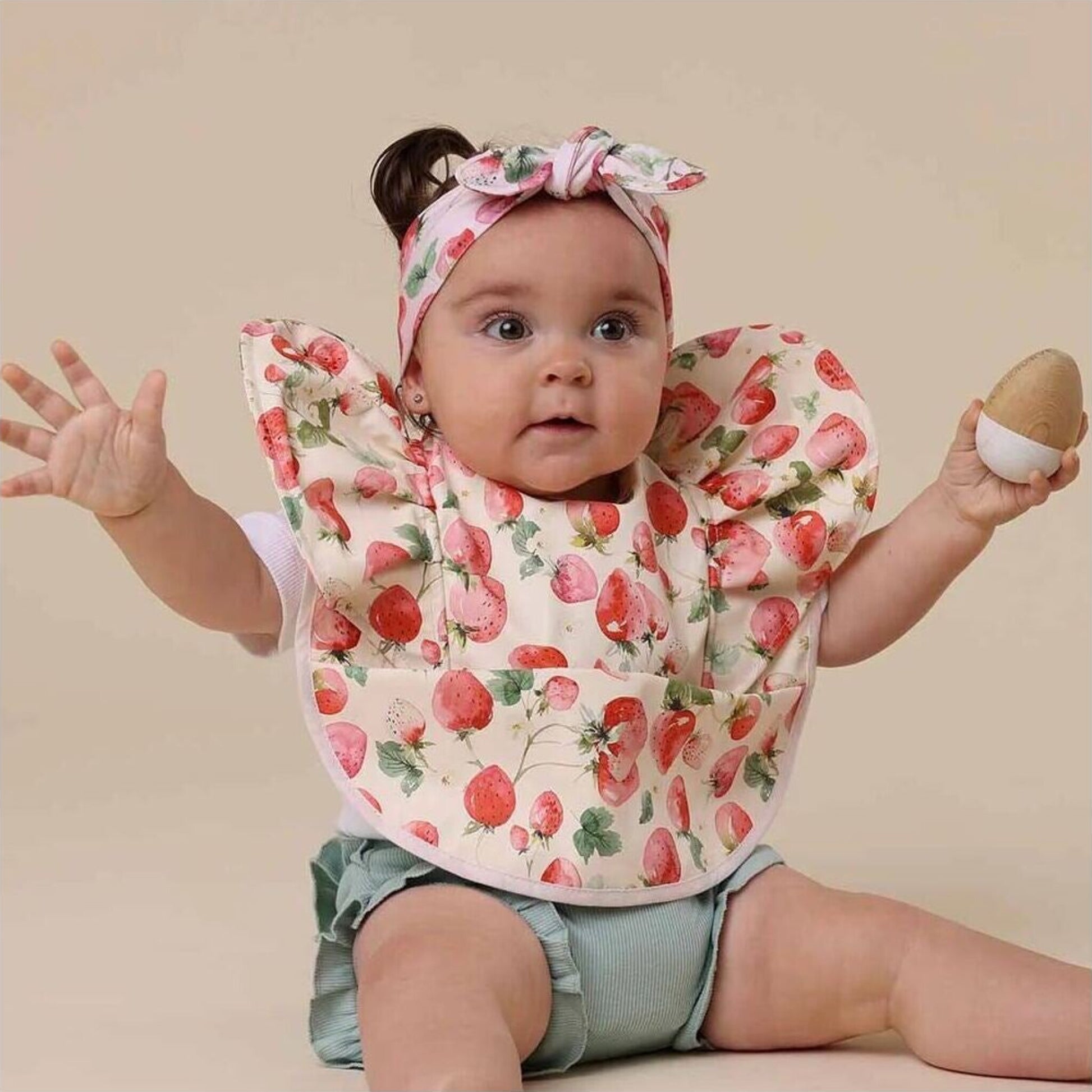 Snuggle Hunny Strawberry Frill Snuggle Bib | Aster & Ruby