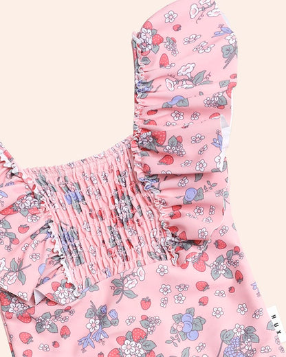 Strawberry Garden Shirred Swimsuit - Aster & Ruby