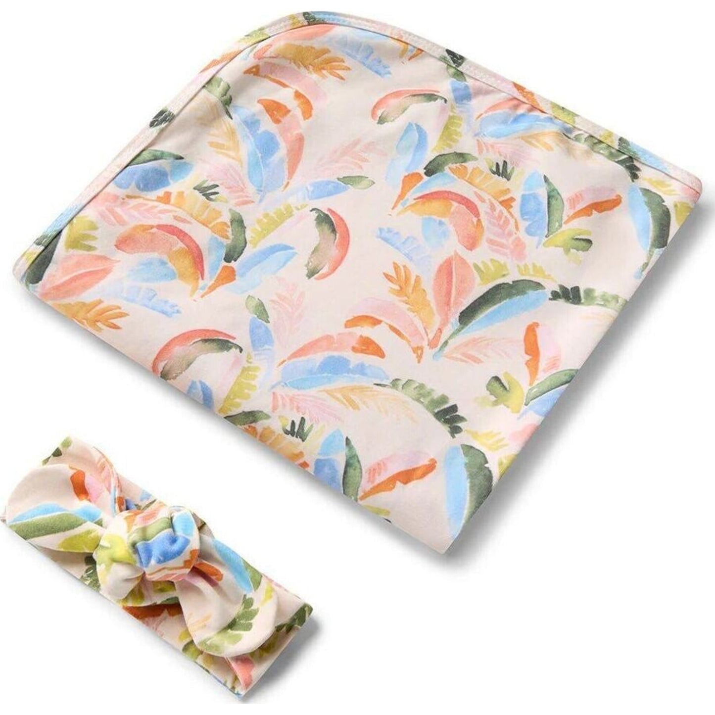 Snuggle Hunny Kids Summer Palm Organic Jersey Wrap & Topknot Set | Aster & Ruby